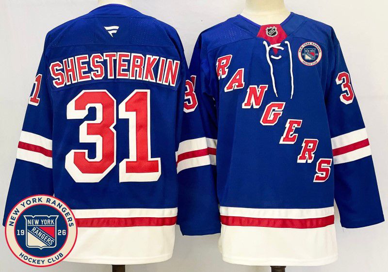 Men New York Rangers #31 Shesterkin Blue Fanatics 2025 NHL Jersey style 2->new york rangers->NHL Jersey